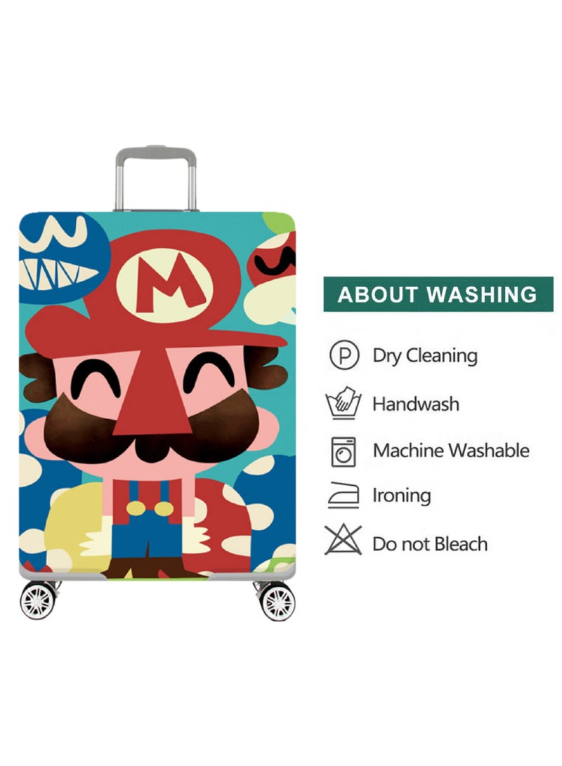 TNGames Vintage Color Stain-Resistant Patterns - Luggage Protector Cover Extra Thick & Highly Elastic Suitcase Protector Cover (Fits 28-32 Inch Luggage) + Free Macaron Apple Green PVC Luggage Tag | Dustproof & Scratchproof - Easy Airport Identification - Image 4