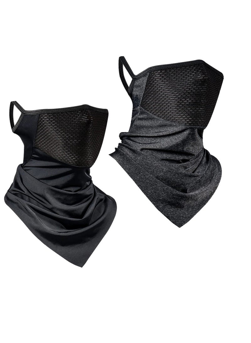 Generic Neck Gaiter, 2 Pack Breathable Bandana Mask for Outdoor Protection, Sun UV Protection Face Cover for Cycling, Running, Hiking, Black and Dark Grey - Image 1