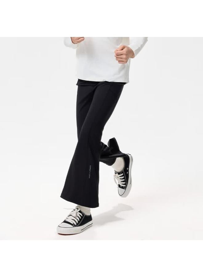 Ebaer Girls' Flared Pants, Summer New Style Children's Outdoor Sports Trousers, Slightly Flared Yoga Pants, Dark Ink Black, Size 110 - Image 3