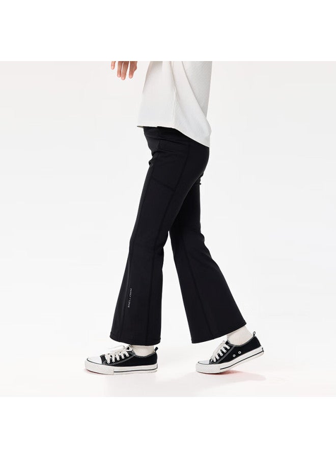Ebaer Girls' Flared Pants, Summer New Style Children's Outdoor Sports Trousers, Slightly Flared Yoga Pants, Dark Ink Black, Size 110 - Image 2