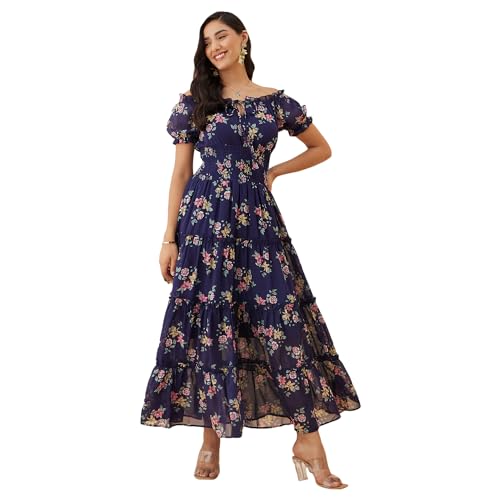 Rare Women's Regular Fit Fit & Flare Dress (EP7546B_Navy Blue S) - Image 1