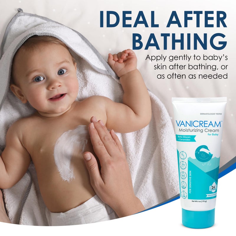 Vanicream Moisturizing Cream for Baby, 6 Oz, Gentle, Hydrating Baby Lotion with Beta-Glucan & Ceramides, Formulated without Common Irritants for Sensitive Skin, All Ages - Image 4