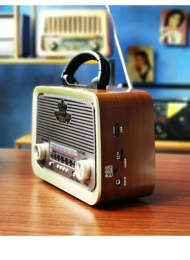راديو محمول بتقنية البلوتوث – راديو FM/AM قابل لإعادة الشحن مع مكبر صوت، يدعم USB، بطاقة TF، وAUX – راديو لاسلكي للاستخدام المنزلي والخارجي والسفر - Image 3