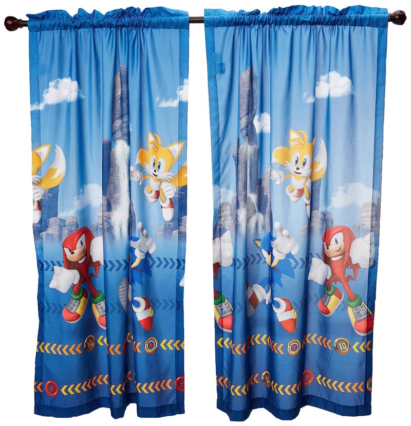 Franco Sonic The Hedgehog Kids Room Window Curtain Panels Drapes Set 82 In x 63 In Official Sega Product By Franco Prints May Vary 
