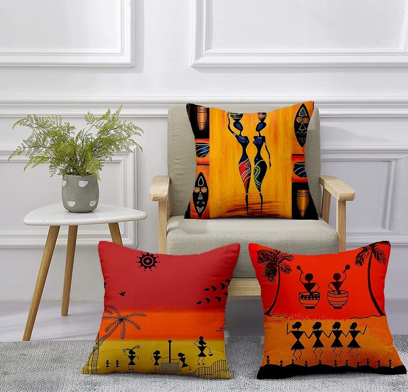 homewards Satin Digital Printed Cushion Covers 16x16 Inches Multicolour Set of 5 - Image 2