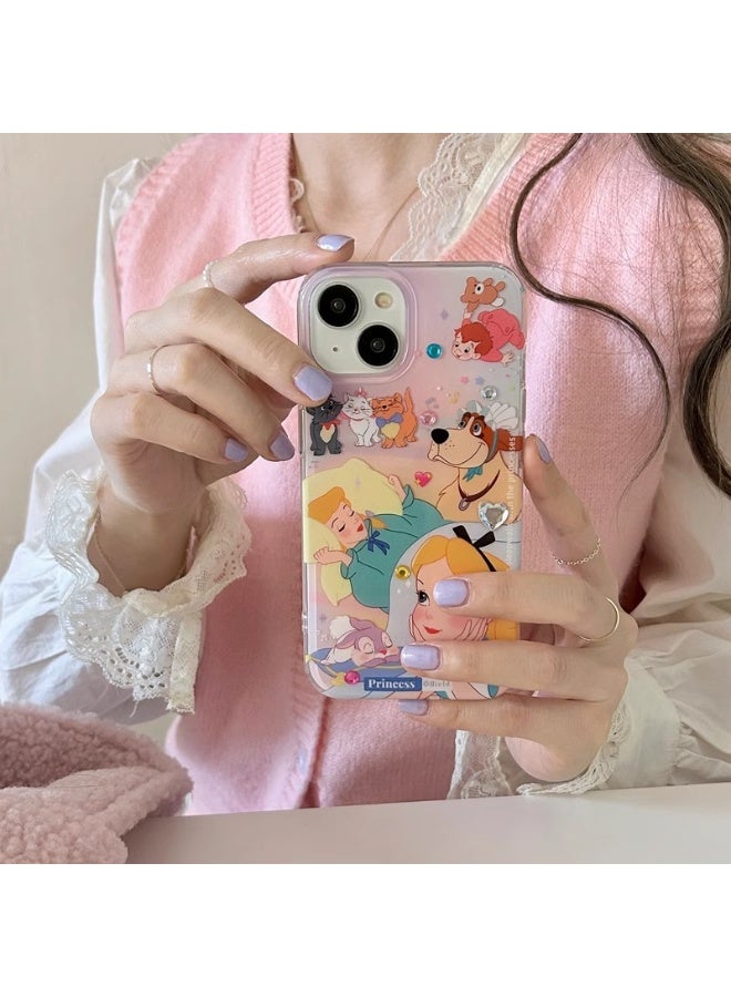 NIBEMINENT Protective TPU Case Cover For iPhone 16 Plus, Alice's Little Animals With Color Diamond Card Paper - Image 1