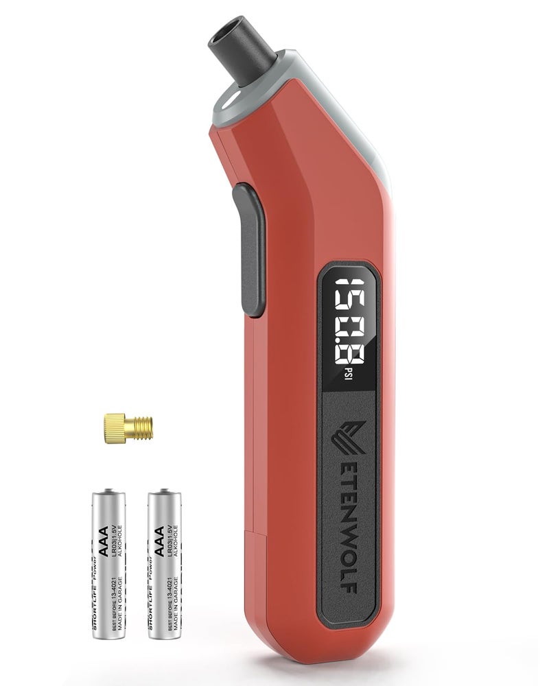 ETENWOLF T300 Plus Tire Pressure Gauge 200 PSI Digital Tire Gauge with Bright LED Display Tire Gauges for Tire Pressure with Presta Valve Adaptor Vivid Orange