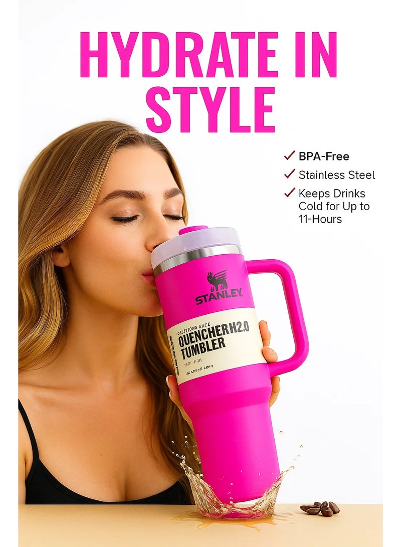 Stanley Stanley Original Flowstate Quencher H2.0 Vacuum Insulated Stainless Steel Mug with Lid and Straw for Water or Iced Tea Coffee Juice Smoothie Etc 1.18 Liter  - Image 2