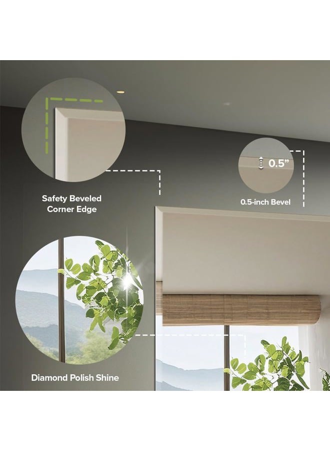 gatco 1803 Bathroom Wall Mirror, 24" H x 20" W Modern Mirror for Living Room, Vanity, Slim Design Beveled Frameless Rectangle Mirror - Hangs Horizontal or Vertical with Easy Mount Safety Bracket - Image 3