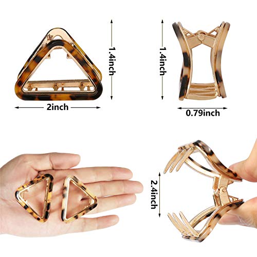 Cobahom 3 Pack Small Hair Claw Clips 2 inch Acetate Hair Jaw Clips 3 Colors Set Fashion Hollow Triangle Hair Clips for Women Girls, 1 Pink and 2 Tortoiseshell - Image 3
