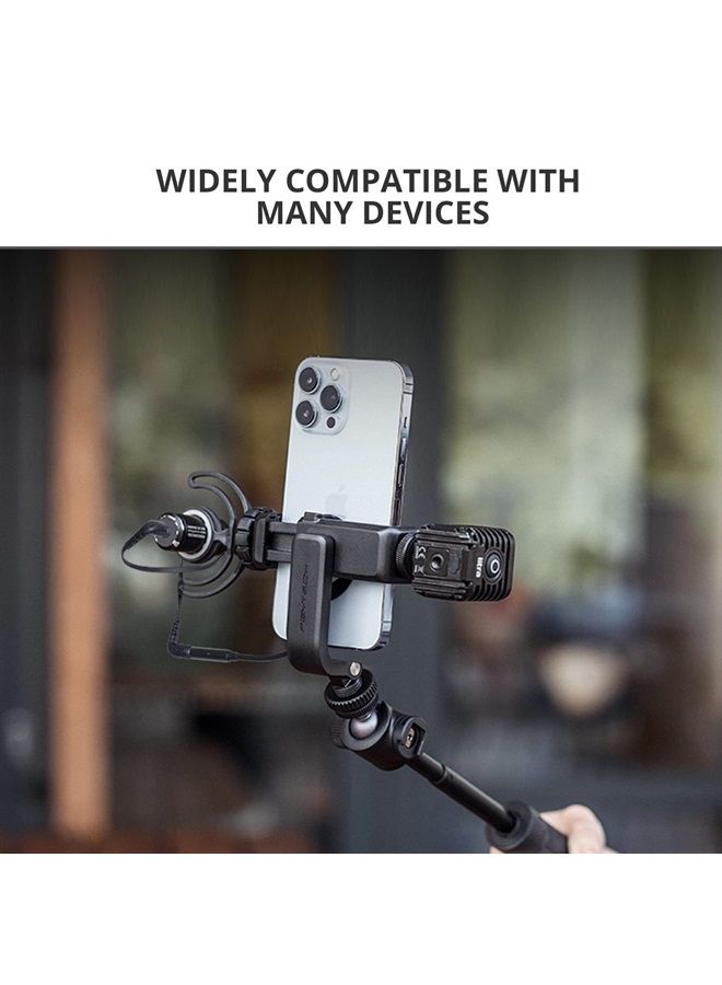 PGYTECH Phone iPhone Tripod Mount Holder with 2 Cold Shoe Mount(Upgraded Version), Support Vertical and Horizontal Shooting, 2.36 to 3.62 inches, Compatible for iPhone 14Pro/14/13/12/SE, Samsung, Motoroia - Image 4