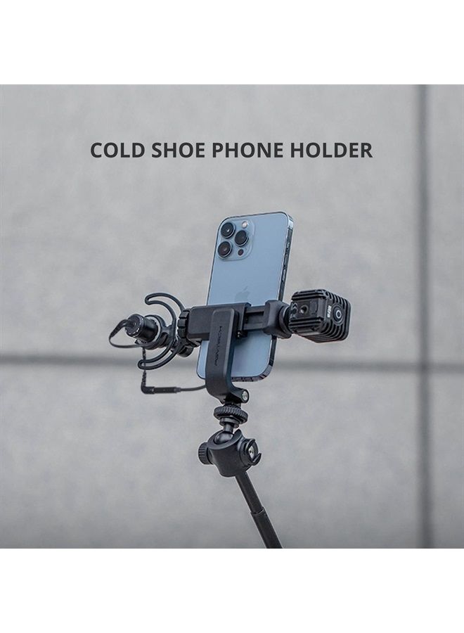 PGYTECH Phone iPhone Tripod Mount Holder with 2 Cold Shoe Mount(Upgraded Version), Support Vertical and Horizontal Shooting, 2.36 to 3.62 inches, Compatible for iPhone 14Pro/14/13/12/SE, Samsung, Motoroia - Image 3