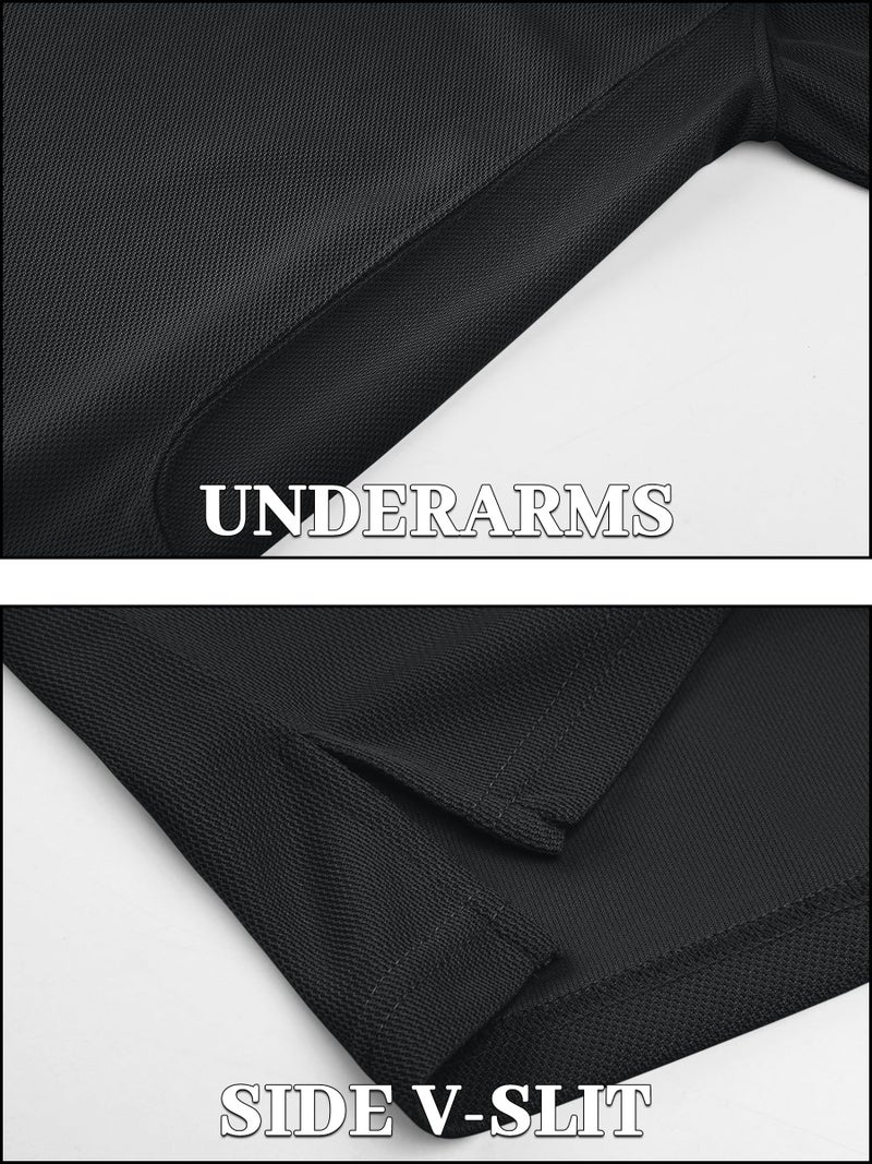 TACVASEN Black Polo Shirts for Men Tactical Short Sleeve Polos Dry Fit Performance Athletic Collared Work Golf Shirt Lightweight Outdoor XL - Image 3