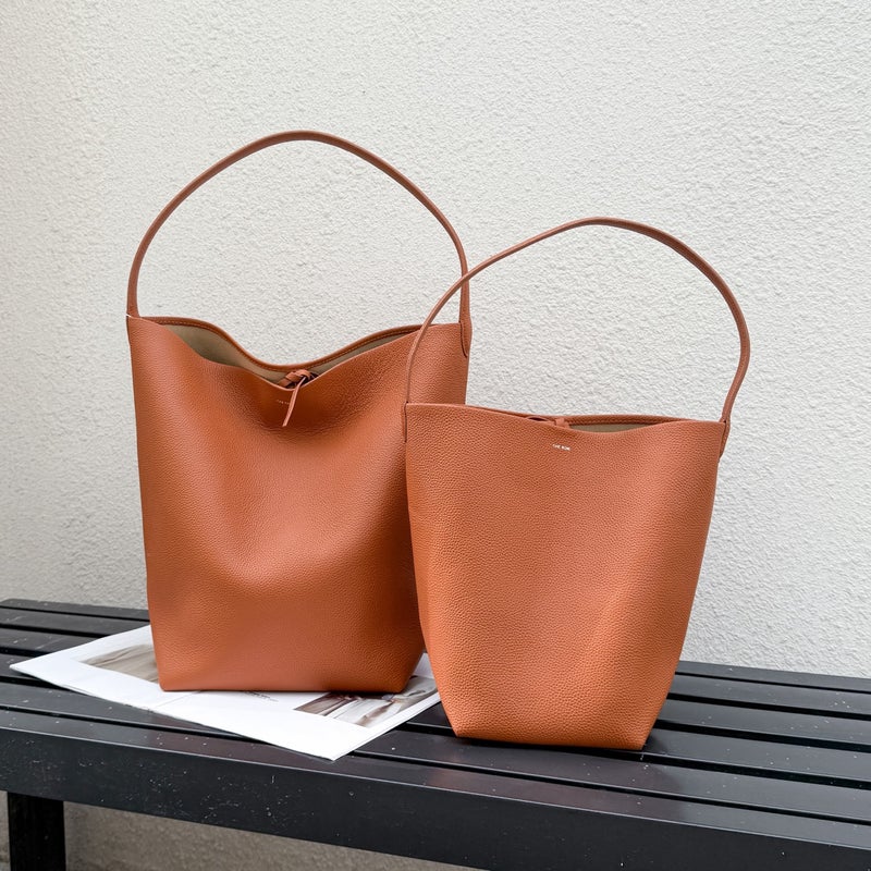 Row Bag Genuine Leather Single-Shoulder Portable Large-Capacity High-End Niche Litchi-Grain Cowhide Commuter Bucket Bag For Women - Image 1