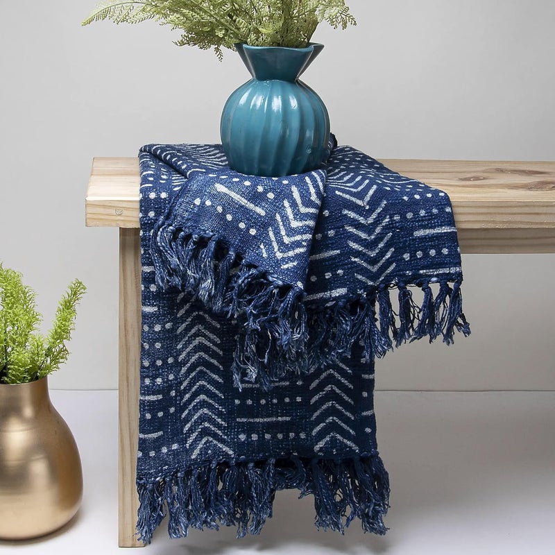 DMAASA Cotton Indigo Printed Throw Blanket 50x70 Inches Soft Lightweight Decorative Blanket for Couch Bed and Living Room Cozy Stylish Home Decor Arrow - Image 2