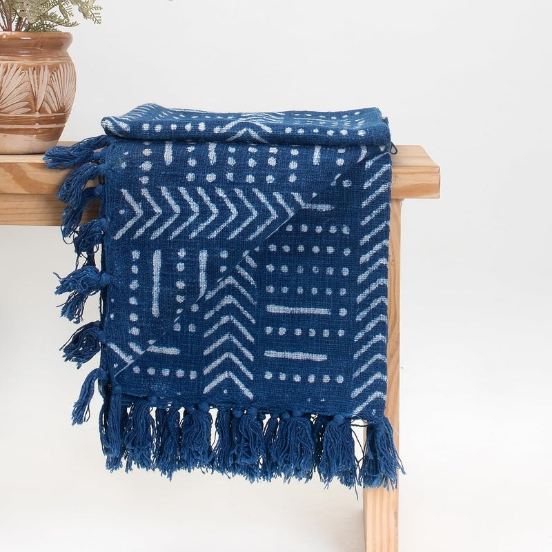 DMAASA Cotton Indigo Printed Throw Blanket 50x70 Inches Soft Lightweight Decorative Blanket for Couch Bed and Living Room Cozy Stylish Home Decor Arrow - Image 3