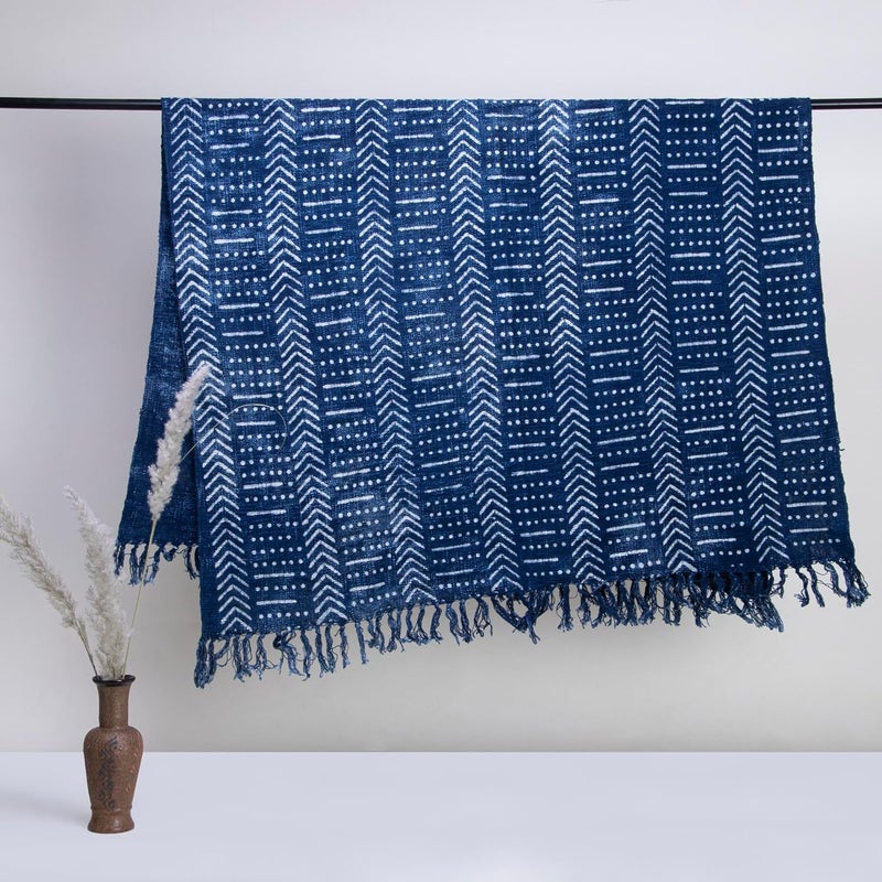 DMAASA Cotton Indigo Printed Throw Blanket 50x70 Inches Soft Lightweight Decorative Blanket for Couch Bed and Living Room Cozy Stylish Home Decor Arrow - Image 5