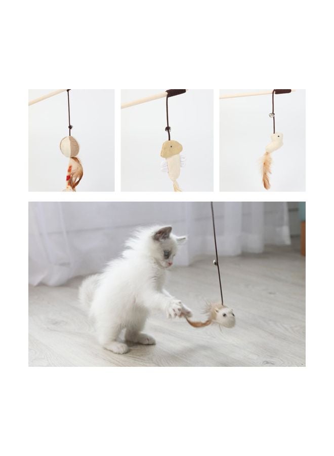 Cat Stick Interactive Training Toy Beige/Brown/White - Image 4