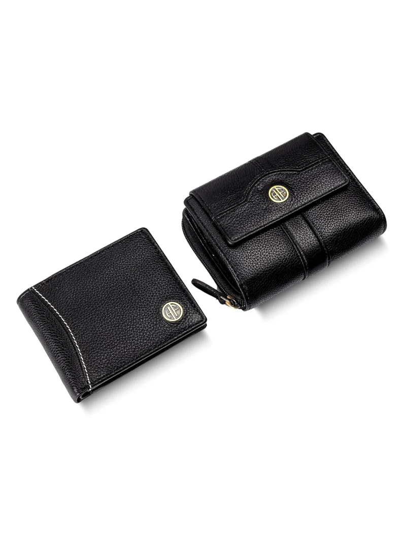 HAMMONDS FLYCATCHER Gift Combo - Genuine Leather Wallets for Men and Women, Stylish Couples Gift Set with Multiple Card Slots, Zipper Pockets - Ramadan, Eid, Anniversary and Wedding Gift | 21PH