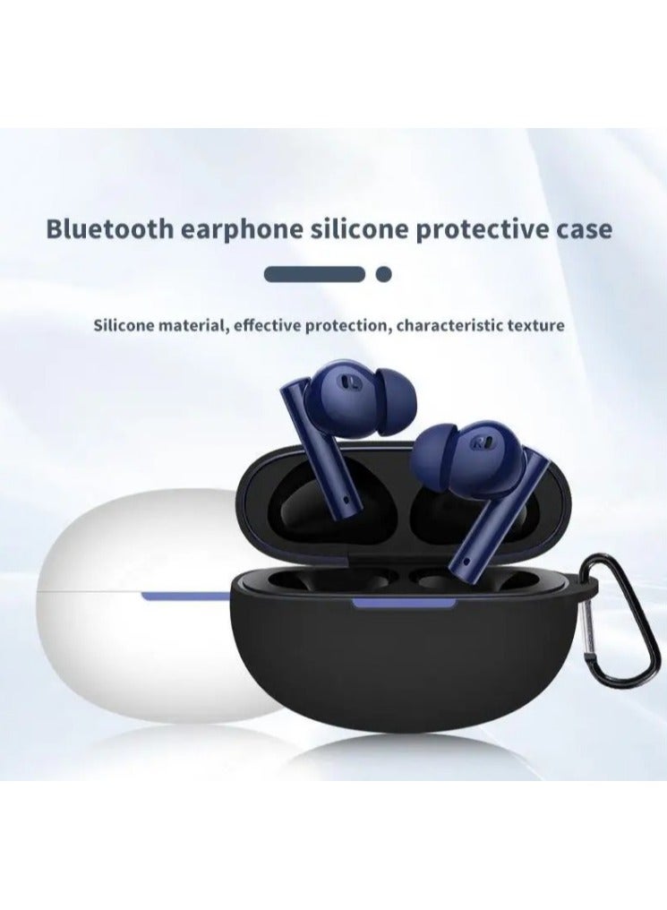 Silicone  Protective  Case for Realme Buds Air 3 Neo with Keychain Cover (black) - Image 2