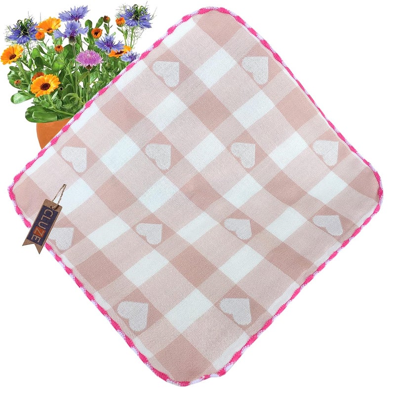 CLUZE CLUZE Women Heart Printed Handkerchief Cotton Hanky Face Towel Light Color Size 25x25 cm - Image 3