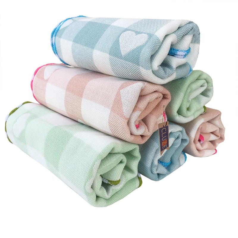 CLUZE CLUZE Women Heart Printed Handkerchief Cotton Hanky Face Towel Light Color Size 25x25 cm - Image 2