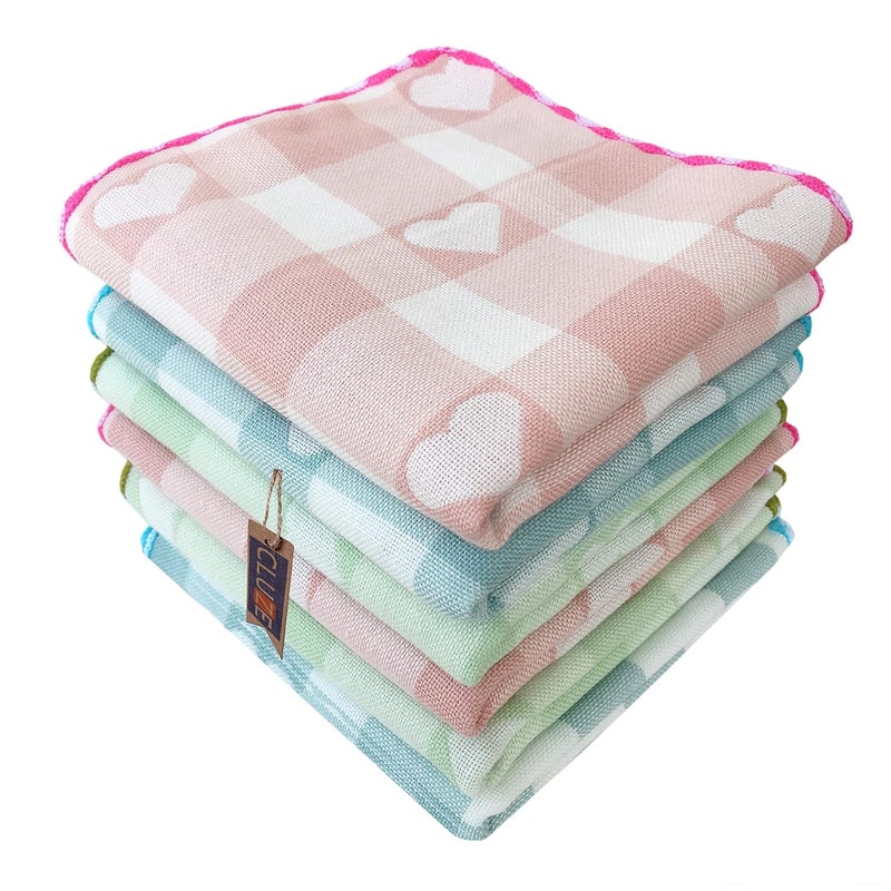 CLUZE CLUZE Women Heart Printed Handkerchief Cotton Hanky Face Towel Light Color Size 25x25 cm - Image 1
