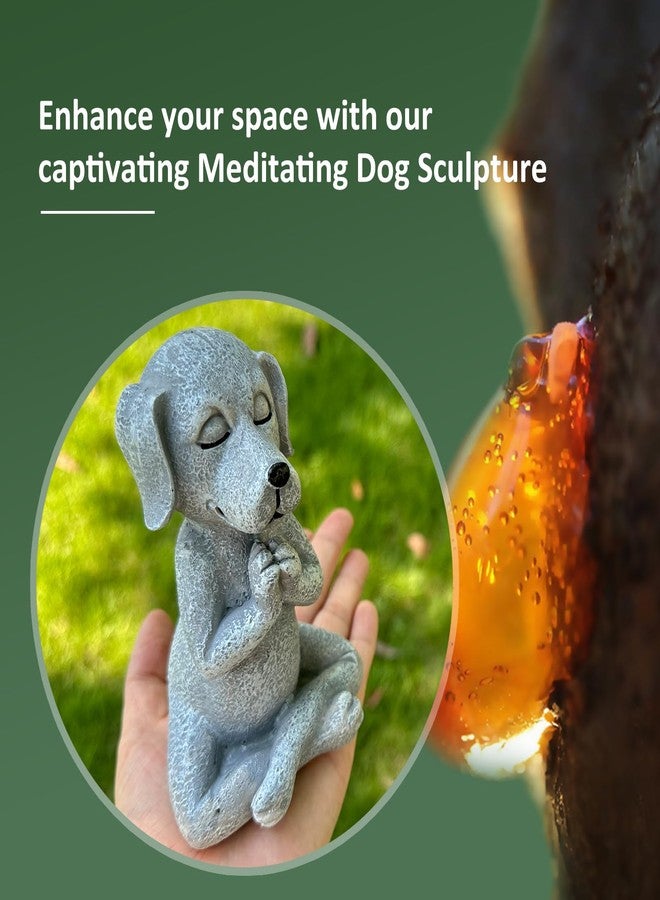 qumHmup Meditating Buddha Dog Statue, Resin Yoga Dog Figurine, Cute Funny Zen Animal Tabletop Decor for Home and Garden - Image 4