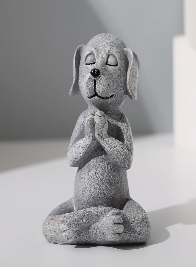 qumHmup Meditating Buddha Dog Statue, Resin Yoga Dog Figurine, Cute Funny Zen Animal Tabletop Decor for Home and Garden - Image 1