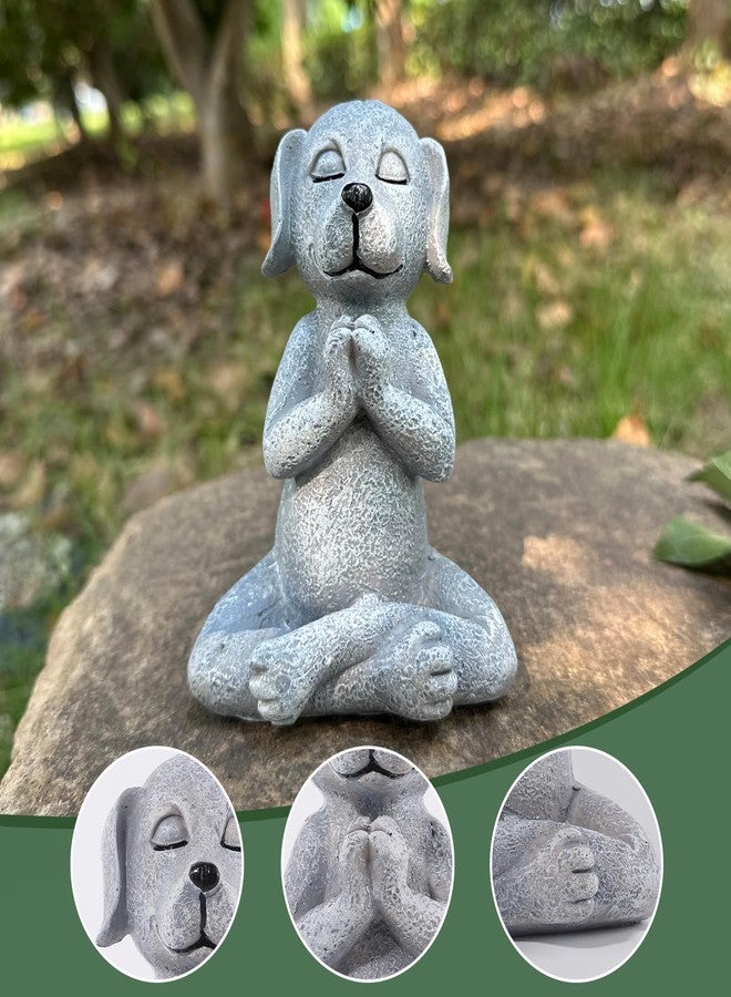 qumHmup Meditating Buddha Dog Statue, Resin Yoga Dog Figurine, Cute Funny Zen Animal Tabletop Decor for Home and Garden - Image 3