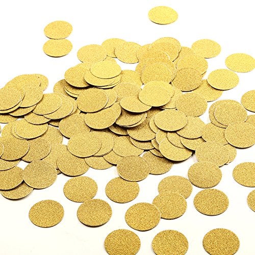 MOWO Glitter Confetti Circles Wedding Party Decor and Table Decor 12 in Diameter glitter gold200pc - Image 1