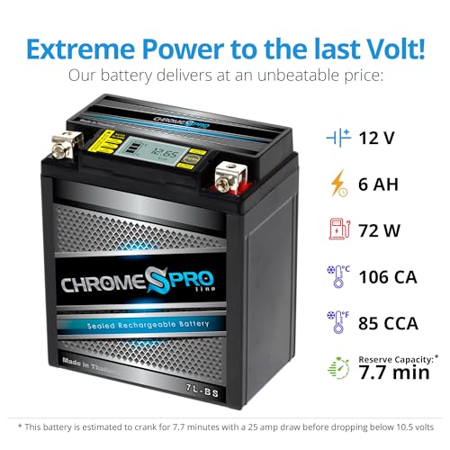 Chrome S Pro iGel YTX7L-BS Maintenance-Free 12V 7Ah Battery Replacement for ATV, Motorcycle, Jet Skis, Scooter, UTV, and More - Nut and Bolt (T3) Terminal - Image 2