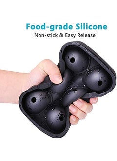 Wishbone Wishbone Trays for Freezer Ice Cube Silicone Round Ice Cube Ball Maker, 6 Giant Ice Ball Cube Tray Silicone Sphere Mold Bar Whiskey Cocktails Funnel (Black)  - Image 2