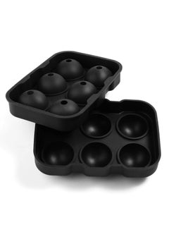 Wishbone Wishbone Trays for Freezer Ice Cube Silicone Round Ice Cube Ball Maker, 6 Giant Ice Ball Cube Tray Silicone Sphere Mold Bar Whiskey Cocktails Funnel (Black)  - Image 3