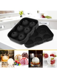 Wishbone Wishbone Trays for Freezer Ice Cube Silicone Round Ice Cube Ball Maker, 6 Giant Ice Ball Cube Tray Silicone Sphere Mold Bar Whiskey Cocktails Funnel (Black)  - Image 5