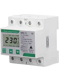 DIN Rail Mount 3 Phase 4 Wire Voltage Protector AC230 400V 80A with Intelligent Startup Detection, Overvoltage , Undervoltage , and More