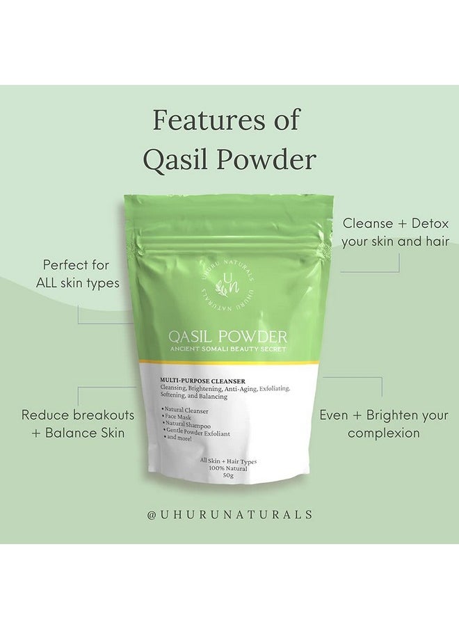 Uhuru Naturals - Huru Naturals Qasil Powder 20 جرام قناع الوجه الصومالي القديم للتنظيف العميق اللطيف للبشرة المتوهجة الجميلة. يقلل من العلامات الداكنة والندوب. يضيء. يزيل السموم. - Image 1