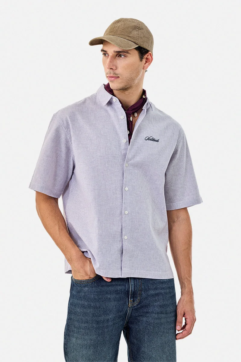 SNITCH Embroidered Linen Blend Box Fit Shirt