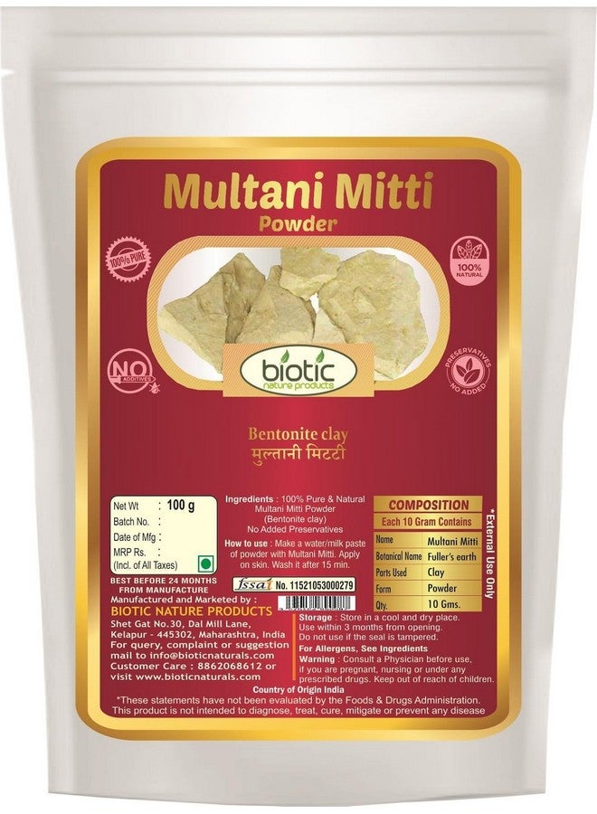 Biotic Natural Multani Mitti Powder for Face Pack - Bentonite Clay Powder (Healing Clay) Fullers Earth for Face Mask - 100 gm - Image 3