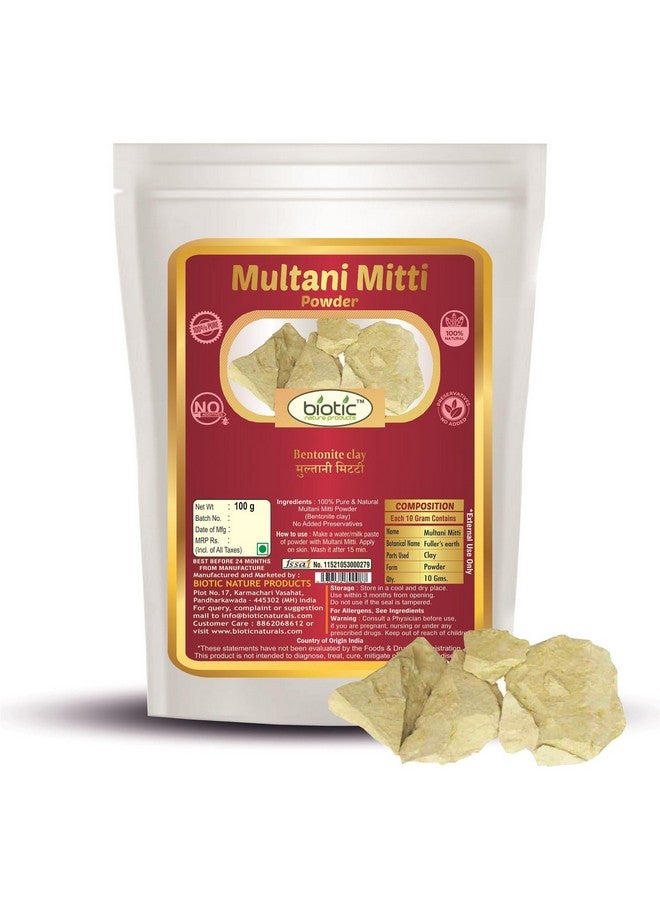 Biotic Natural Multani Mitti Powder for Face Pack - Bentonite Clay Powder (Healing Clay) Fullers Earth for Face Mask - 100 gm - Image 1