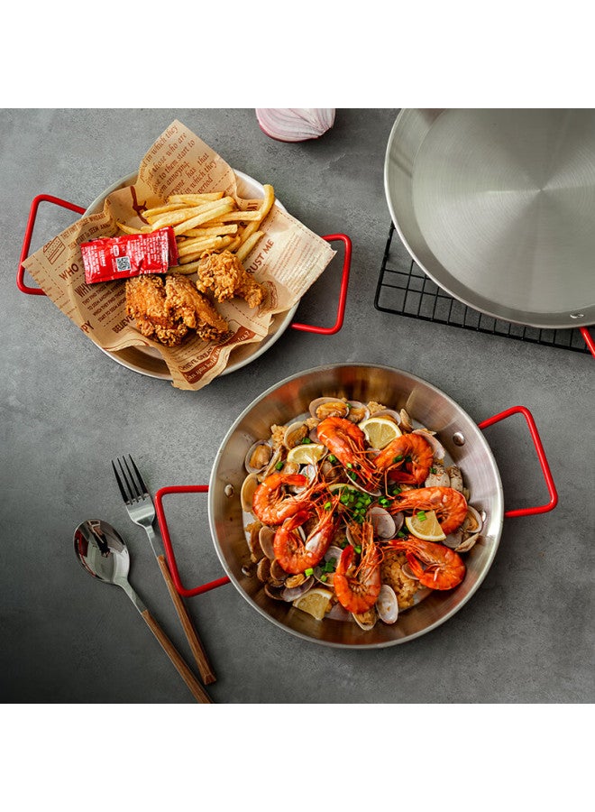 Onlycook Stainless Steel Plate, Serving Dish, Household Snack Plate With Double Handles, Dry Pot Seafood Plate Suitable For Induction Cooker, 28cm - Image 2