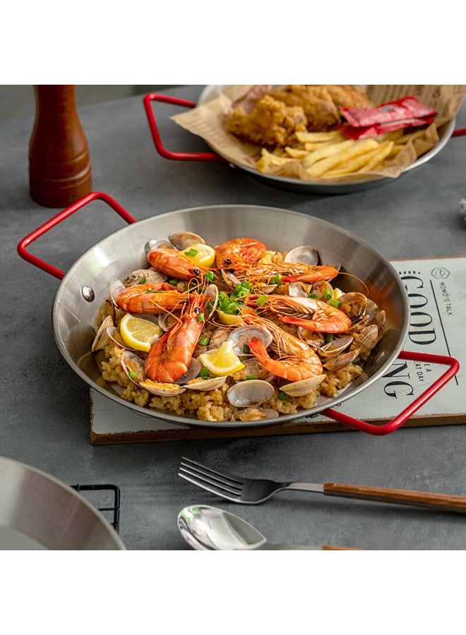 Onlycook Stainless Steel Plate, Serving Dish, Household Snack Plate With Double Handles, Dry Pot Seafood Plate Suitable For Induction Cooker, 28cm - Image 1