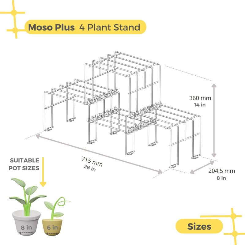 Meshable Moso Plus Flower Pot Stand | Elegant and Functional Floor-Mounted Plant Stand | Rust Free Pot Stand for Indoor & Outdoor | DIY Stand for 4 Plants | Black - Image 5
