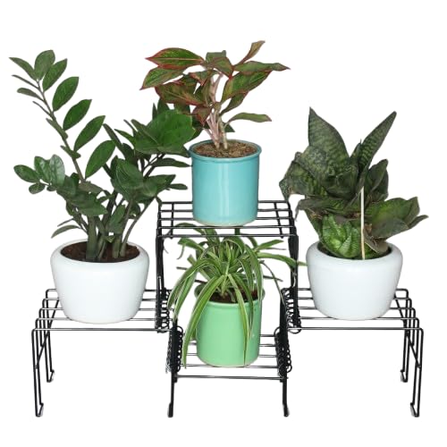 Meshable Moso Plus Flower Pot Stand | Elegant and Functional Floor-Mounted Plant Stand | Rust Free Pot Stand for Indoor & Outdoor | DIY Stand for 4 Plants | Black - Image 1