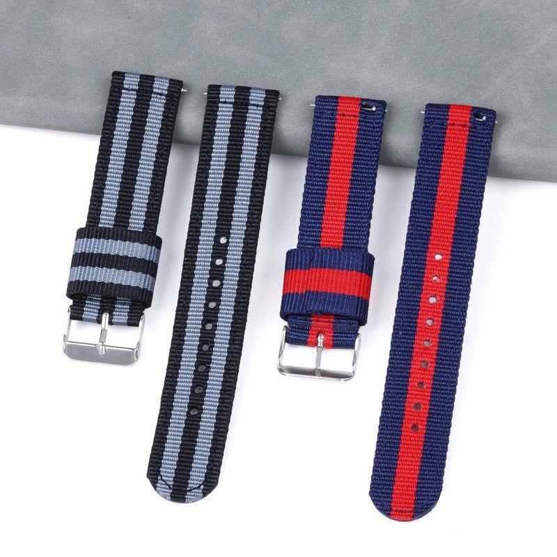 Huawei Samsung Universal Striped Canvas Nylon Strap Split Nylon Strap 20Mm22Mm Quick Release Nylon Strap - Image 5