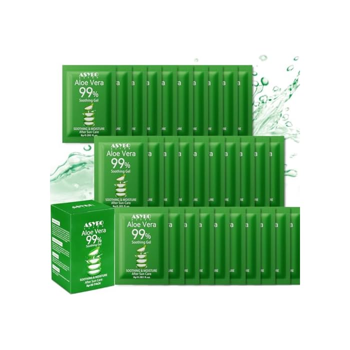 30 Pack Natural Aloe Vera Gel -99% Pure Moisturizing Aloe Vera, Soothing and Hydrating, Sunburn and Scar Repair, Portable Travel Size, After Sun Care for Face Body Hair