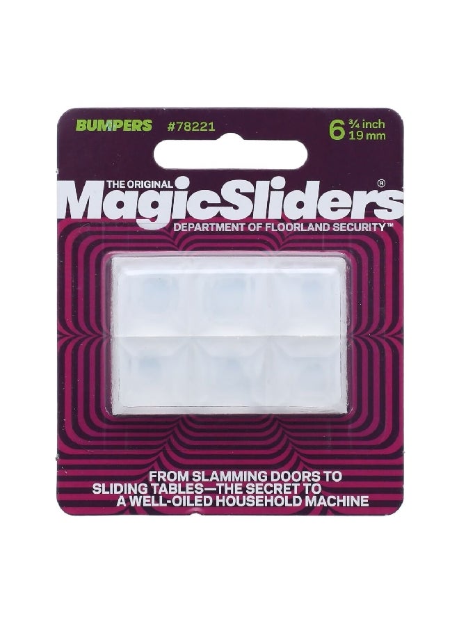 ماجيك سلايدرز مجموعة مصدات مربعة بارزة ذاتية اللصق مكونة من 6 قطع من، لون شفاف - مقاس 3/4 انش 78221 - Image 1