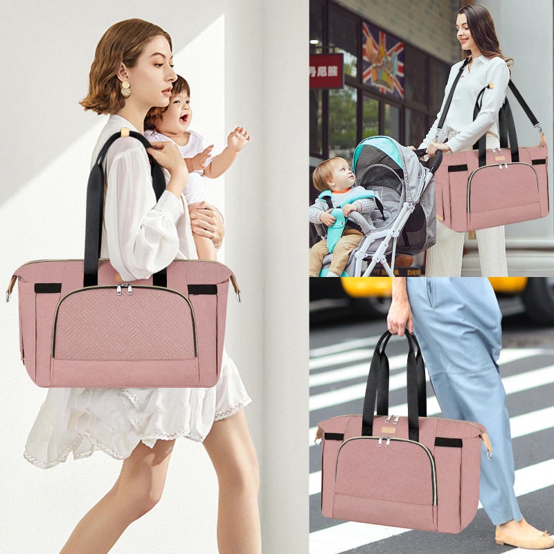 ITIEZY Diaper Bag Tote for Baby 7Pcs - Large Mommy Bag with Portable Changing Pad, Pacifier Case and Organizer Pouches, Multifunctional Hospital Bags for Labor and Delivery Travel Baby Bag for Boy Girl - Image 2