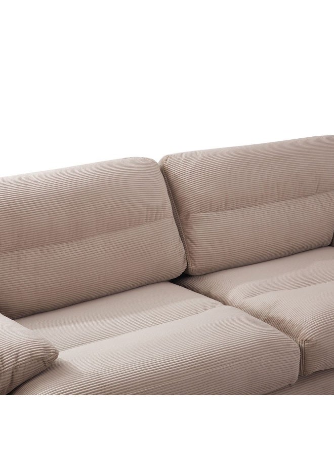 DANUBE HOME Fred 3 Seater Fabric Sofa  | Modern Design Three Seat Sofas | Comfortable Living Room Furniture L238xW104.5xH91cm - L.Brown - Image 4