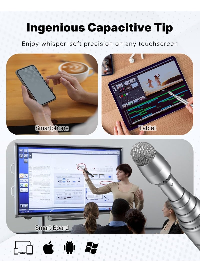 Telescopic Stylus Pen for Touchscreens, Telescopic Teachers Pointer with Stylus & Lanyard, Retractable Teacher Pointer Stick for Classroom, Extendable Whiteboard Pointer, up to 100cm - Image 3